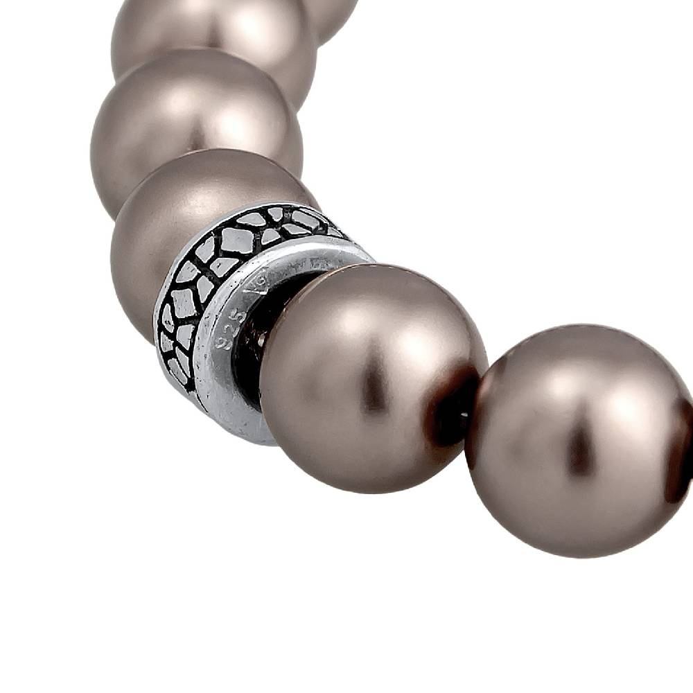 Kuzzoi Armband Beads Elegant | Glasperlen (Grau) Begrenztes Angebot