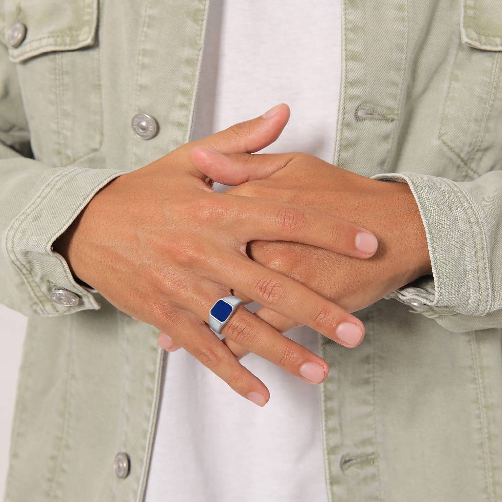 Kuzzoi Siegelring Basic | Emaille (Blau) Zeitbegrenzte Promotion