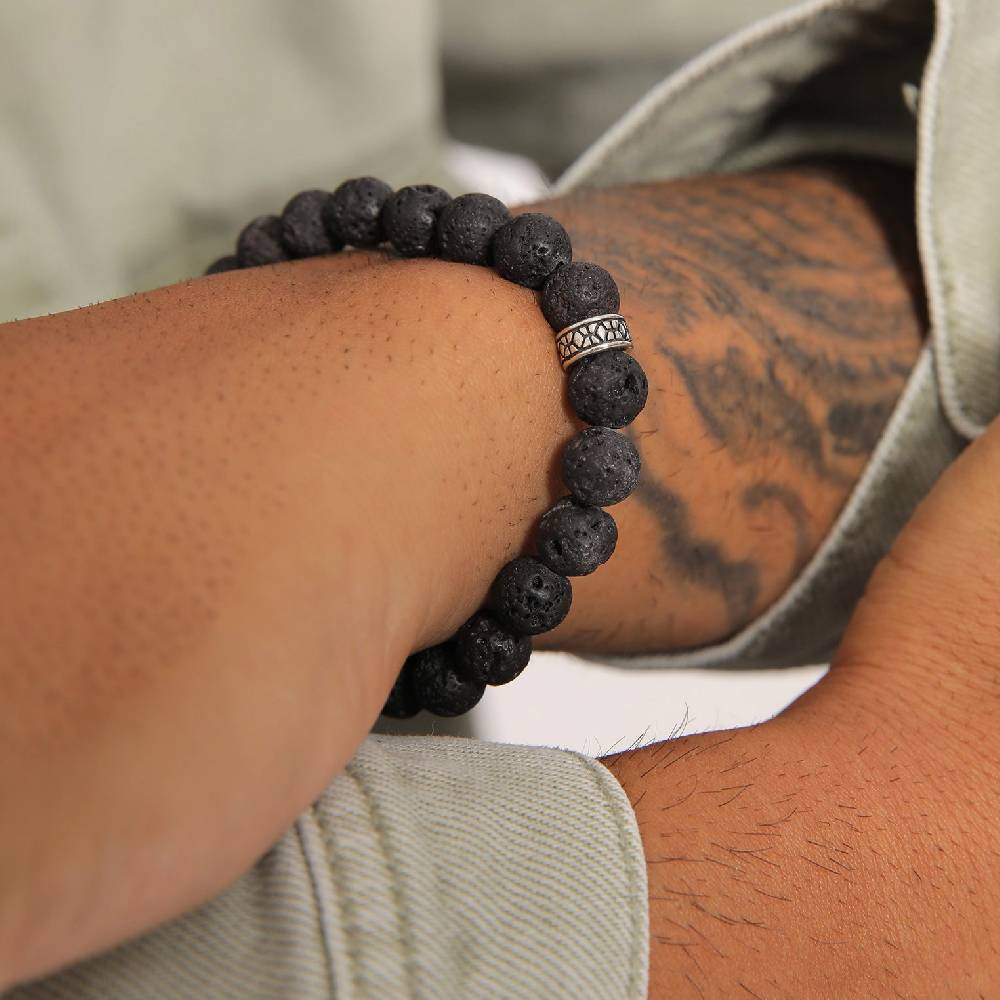 Kuzzoi Armband Vintage | Lava Perlen (Schwarz) Versandkostenfrei
