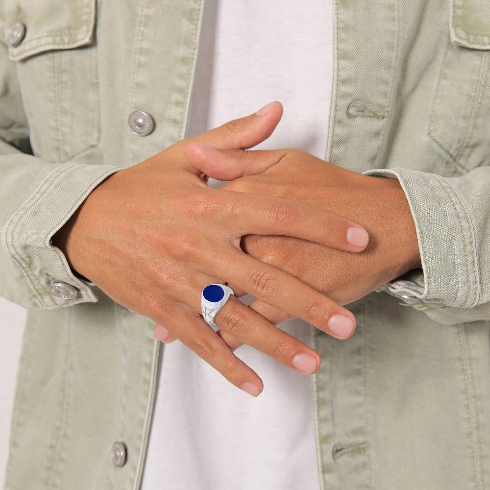 Kuzzoi Siegelring Elegant | Emaille (Blau) Rabatte dieses Monats