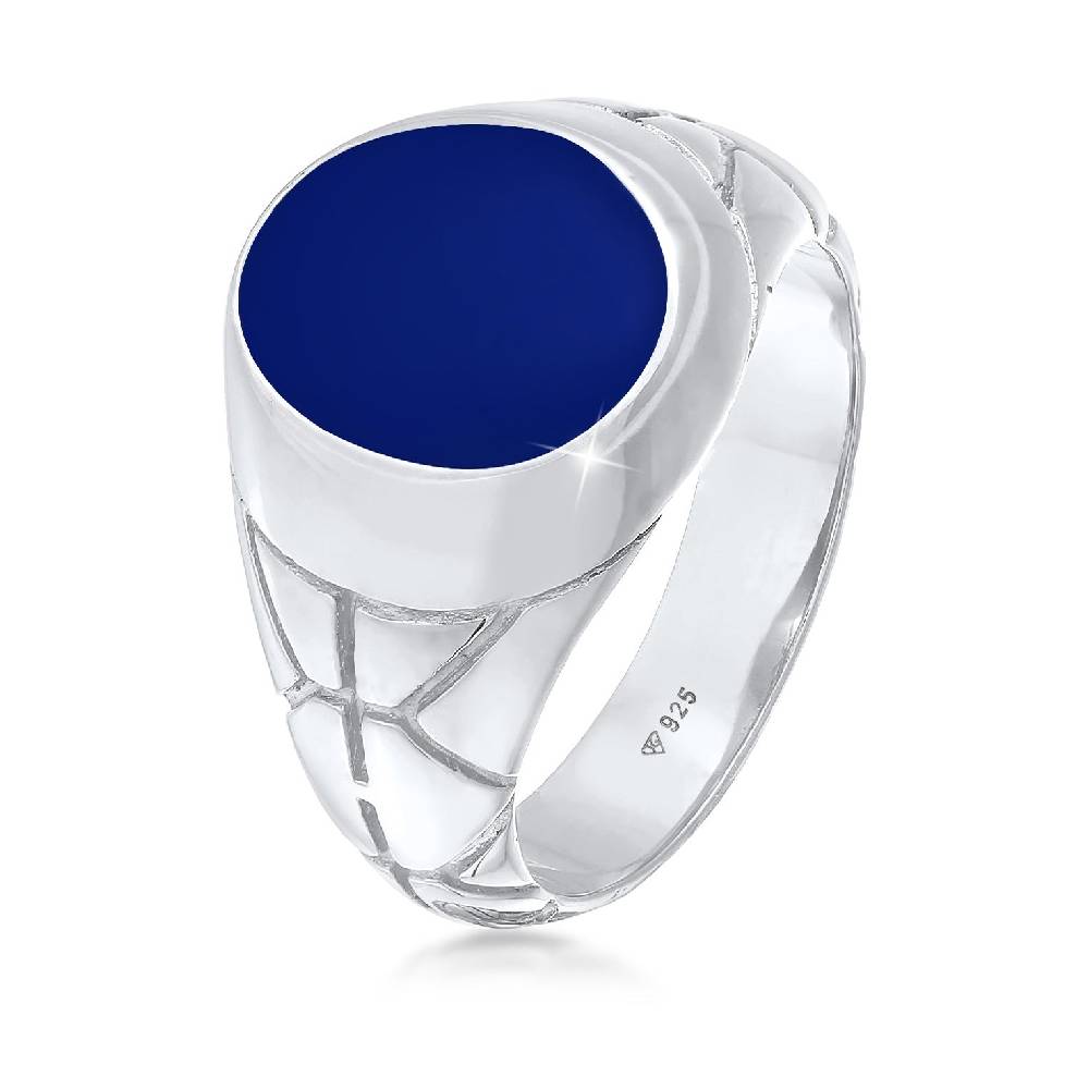 Kuzzoi Siegelring Elegant | Emaille (Blau) Rabatte dieses Monats