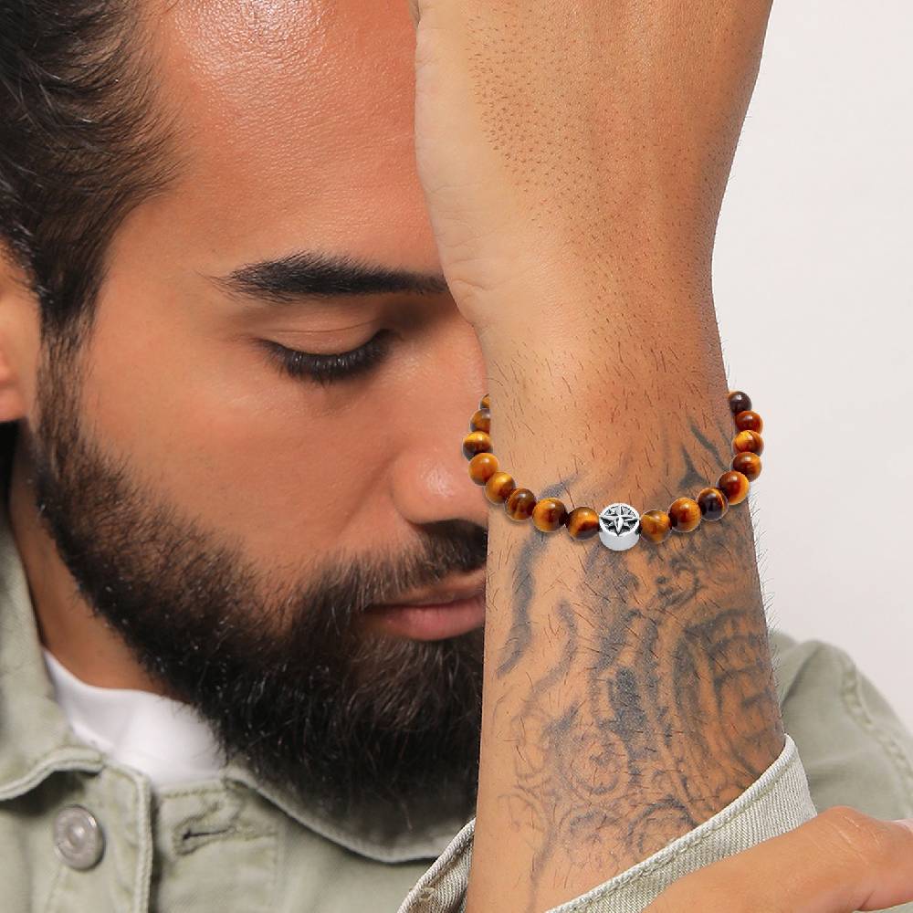 Kuzzoi Armband Kompass | Tigerauge (Braun) Fabrikladen