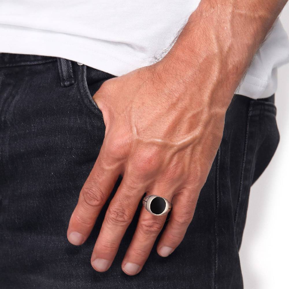 Kuzzoi Siegelring Oval Strukturiert | Emaille Top Angebot