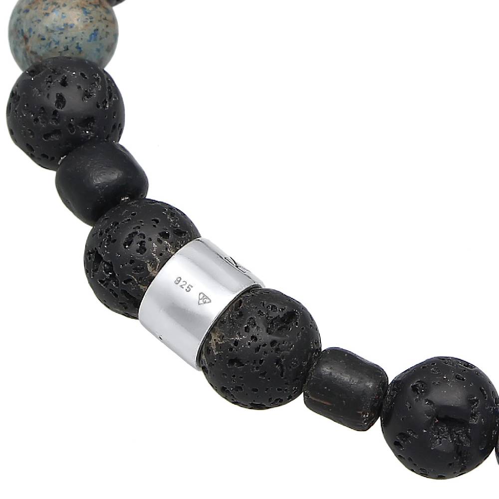 Kuzzoi Armband Kugeln | Lava, Achat (Schwarz, Blau) 50% Rabatt mit kostenlosem Versand