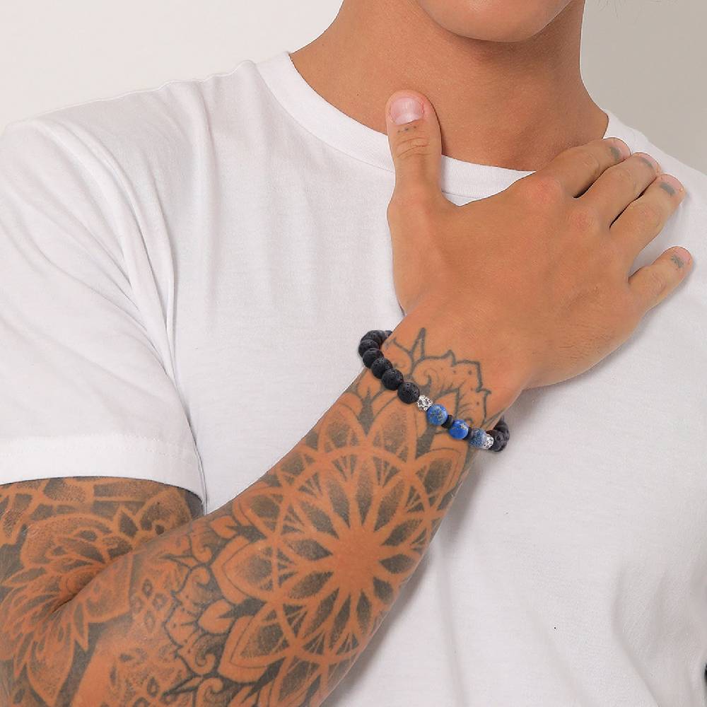 Kuzzoi Armband Kugeln | Lava, Achat (Schwarz, Blau) 50% Rabatt mit kostenlosem Versand