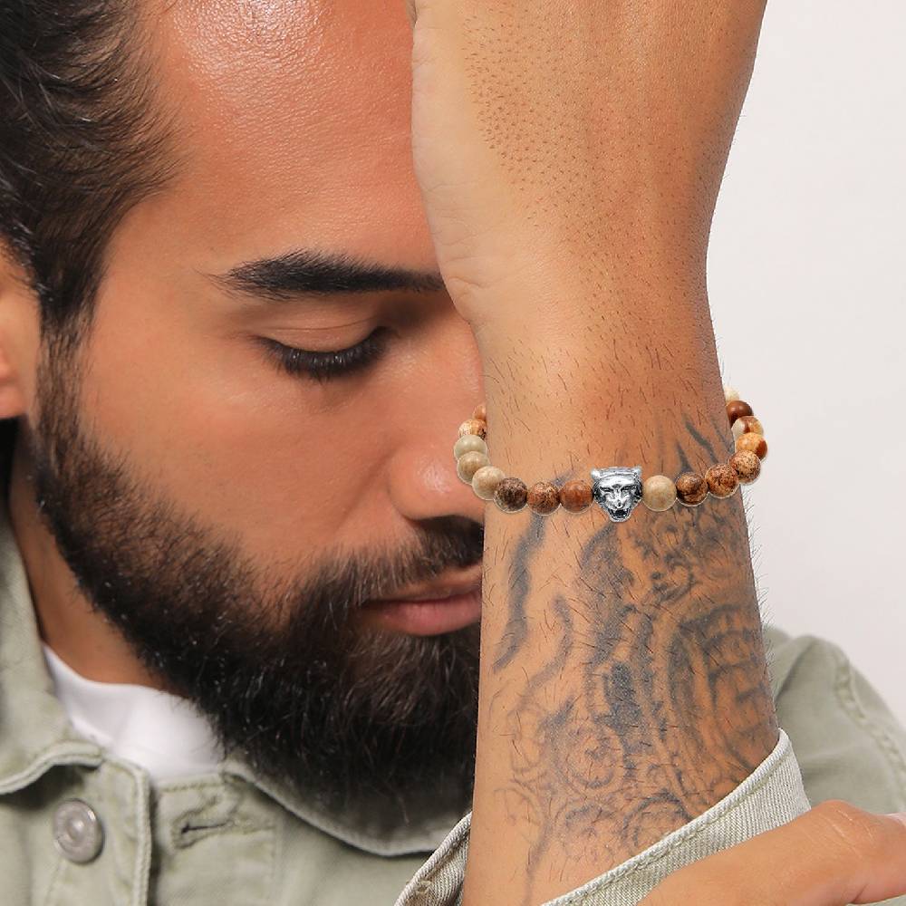 Kuzzoi Armband Tigerkopf | Achat (Braun) Begrenzt auf 3 Tage