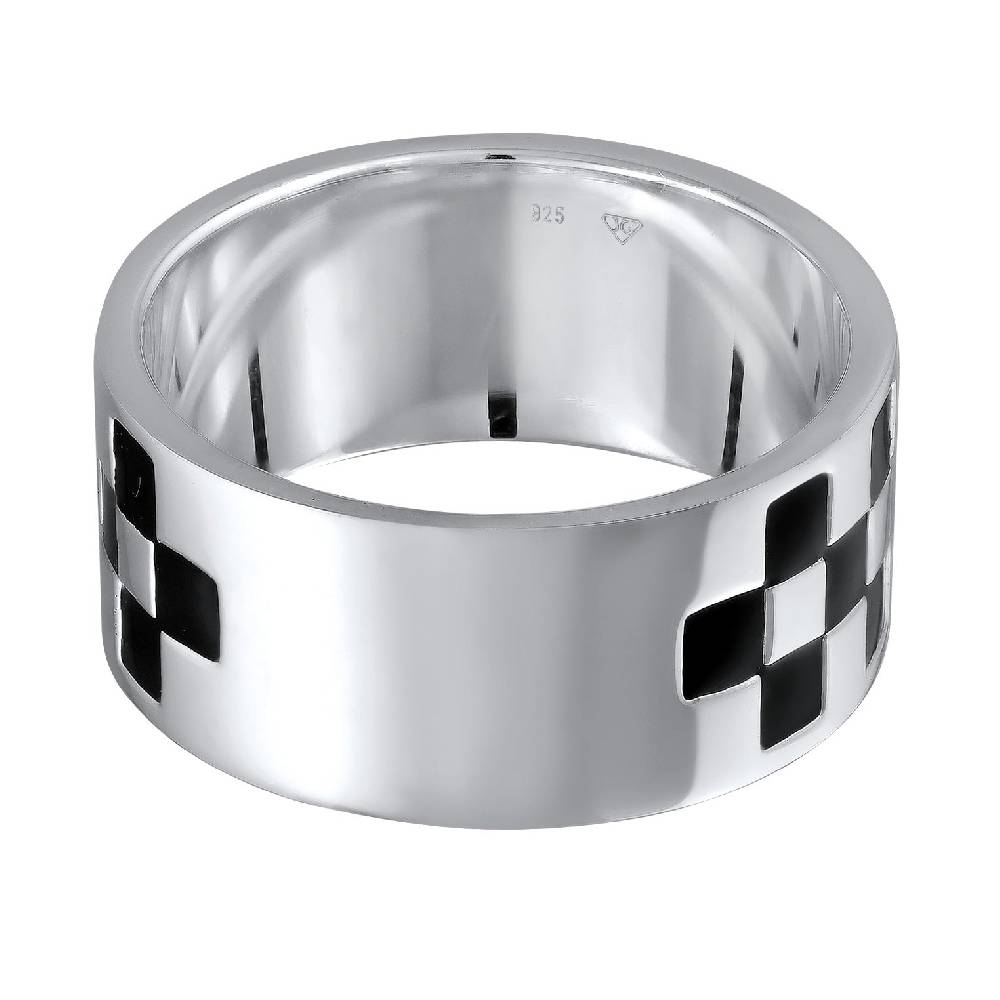 Kuzzoi Bandring Schachbrett | Emaille (Schwarz) Fabrikpreis