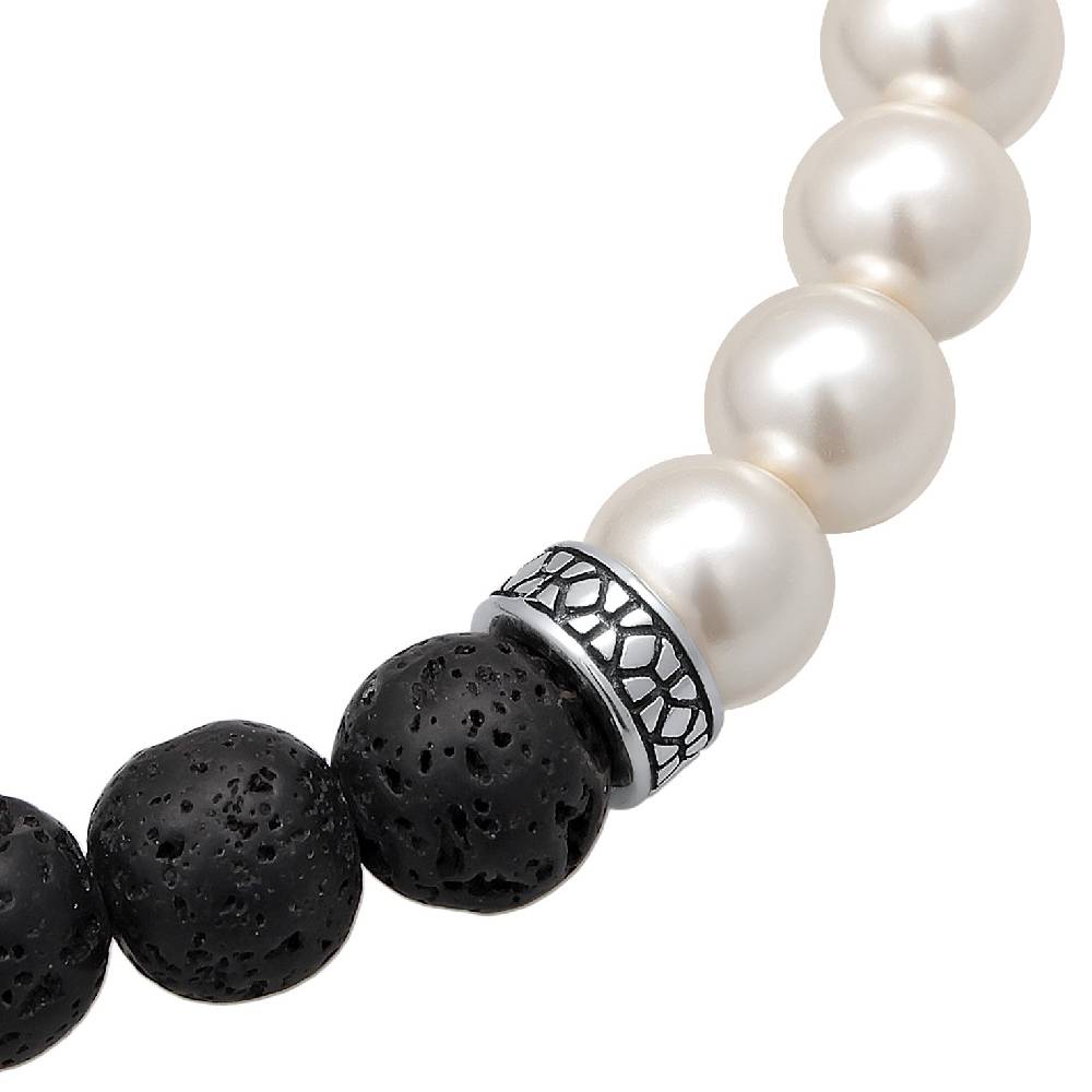 Kuzzoi Armband Schwarz-Weiß | Lava Perlen Weihnachtsangebot