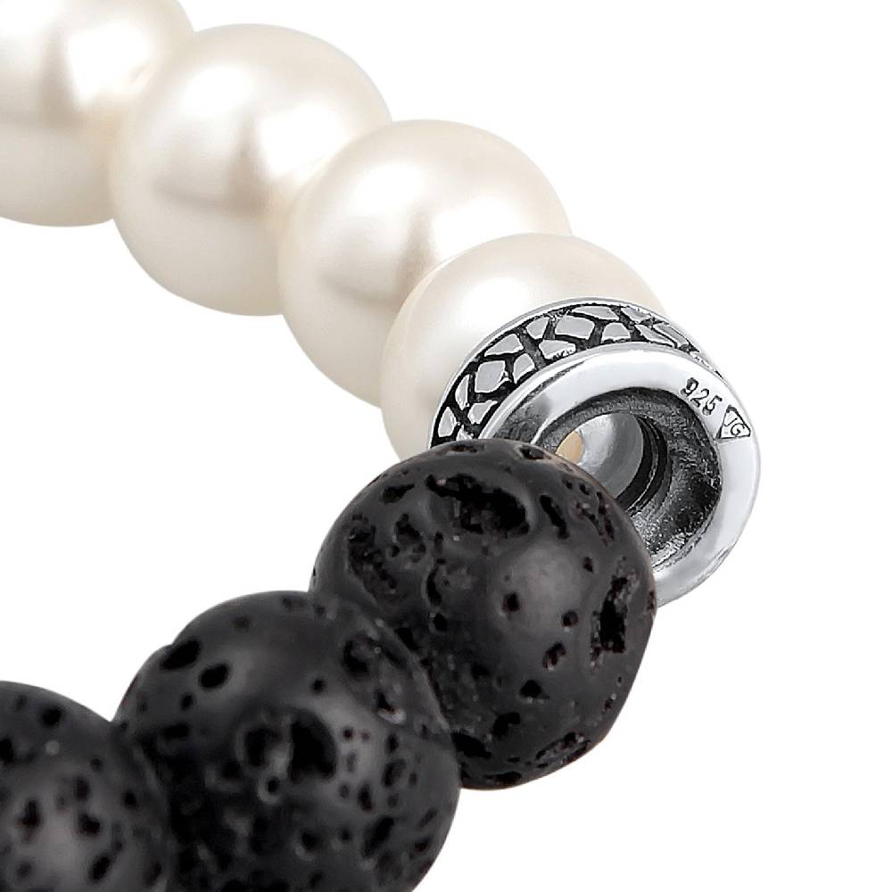 Kuzzoi Armband Schwarz-Weiß | Lava Perlen Weihnachtsangebot