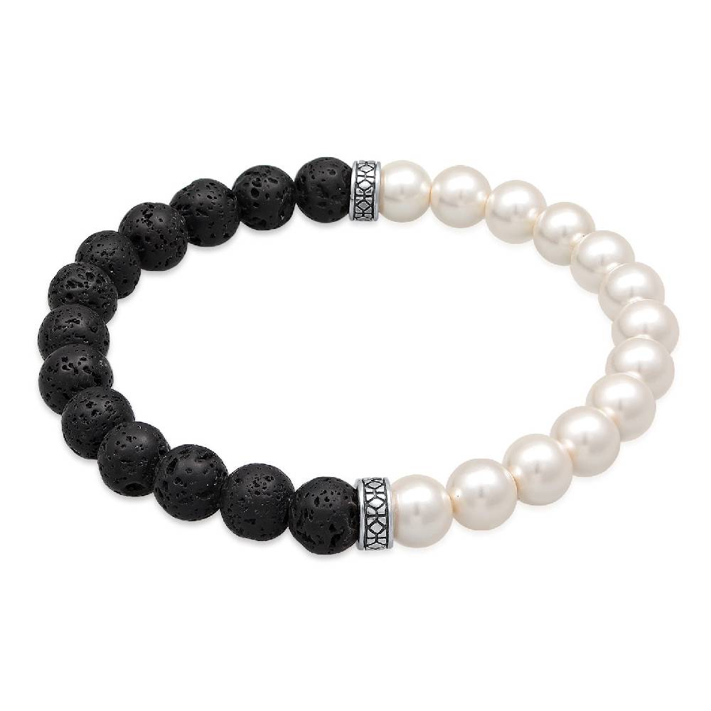 Kuzzoi Armband Schwarz-Weiß | Lava Perlen Weihnachtsangebot