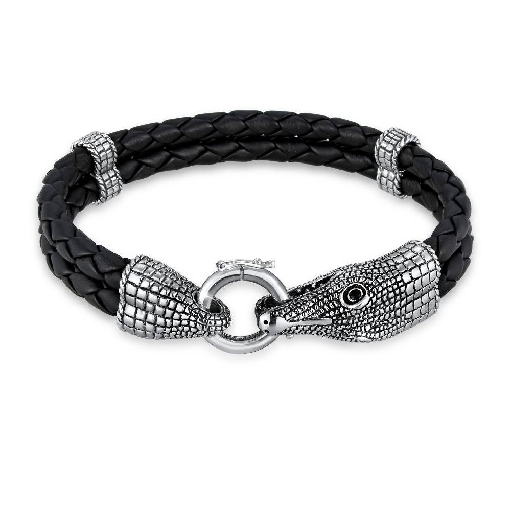 Kuzzoi Armband Krokodil | Leder, Zirkonia (Schwarz) Valentinstagsangebot