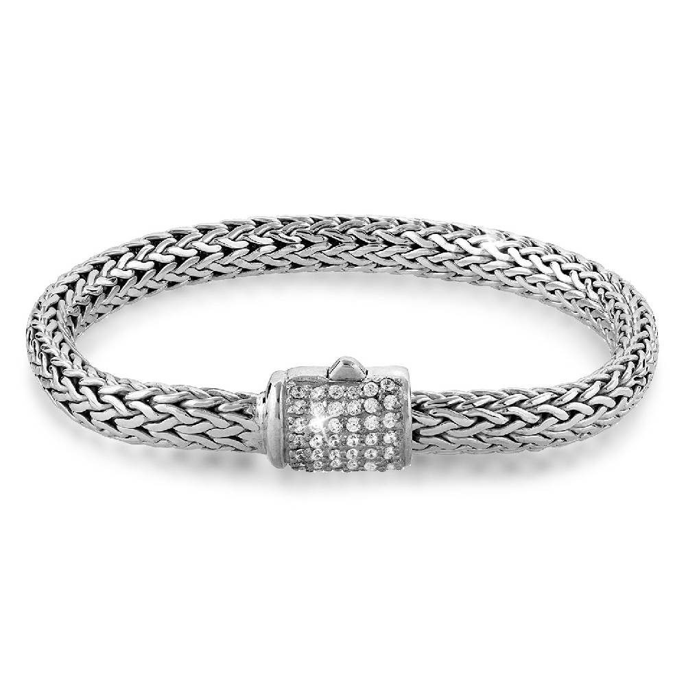 Kuzzoi Panzer-Armband | Zirkonia (Weiß) Heißer Verkauf