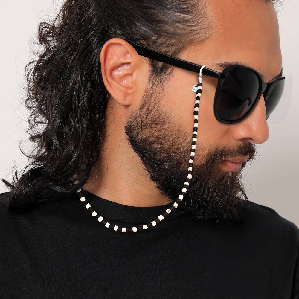 Kuzzoi Brillenkette Beads | Glas Perlen (Schwarz & Weiß) Zeitbegrenzte Promotion