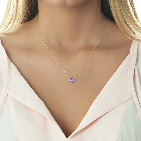 ﻿Leaf Jewelry Halskette Amethyst, 14 K Gelbgold Begrenzte Freigabe