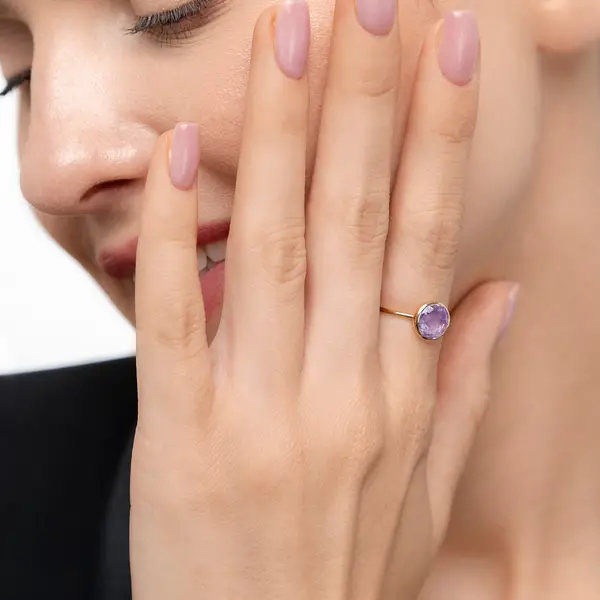 Leaf Jewelry Ring Amethyst, 14 K Gelbgold Letzte 3 Tage