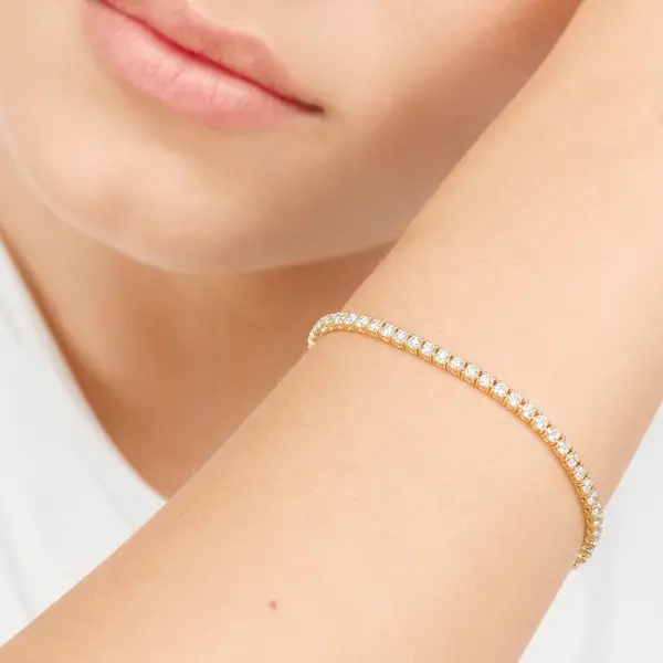 Leaf Jewelry Tennisarmband mit Diamanten, Gelbgold, 3.42ct, 17.0cm Bis zu 65% Rabatt