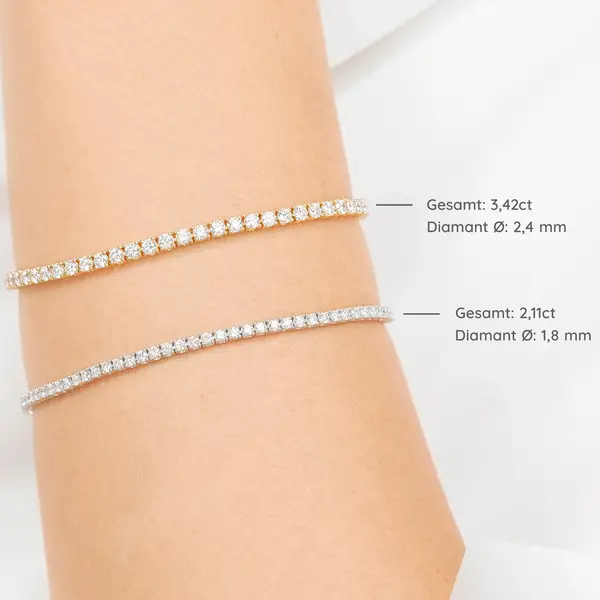 Leaf Jewelry Tennisarmband mit Diamanten, Gelbgold, 3.42ct, 17.0cm Bis zu 65% Rabatt