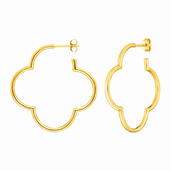 Leaf Jewelry Creole Kleeblatt, 40mm, 14 K Gelbgold Sonderangebot der Fabrik