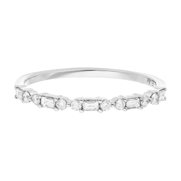 Leaf Jewelry Ring mit Baguette Diamanten, 14K Weißgold Vierteljährliche Förderung