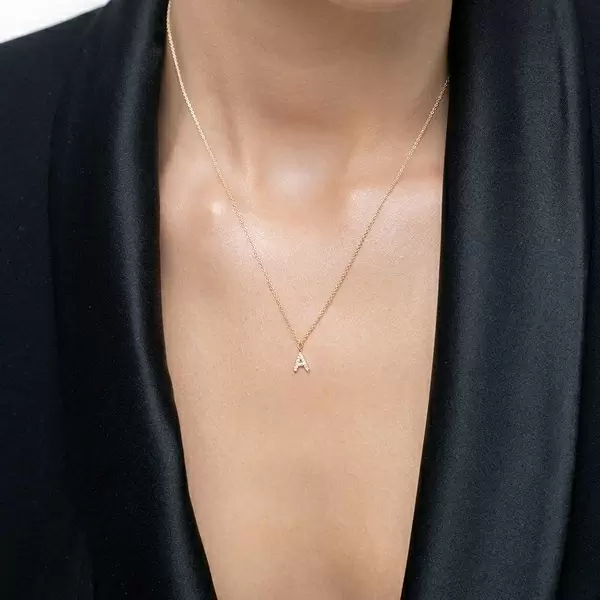 Leaf Jewelry Buchstabenketten, 14 K Gelbgold mit Diamanten Bis zu 55% Rabatt