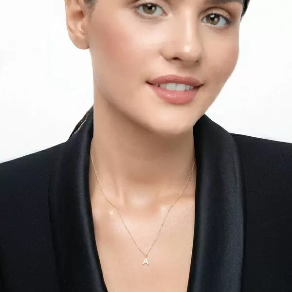 Leaf Jewelry Buchstabenketten, 14 K Gelbgold mit Diamanten Bis zu 55% Rabatt