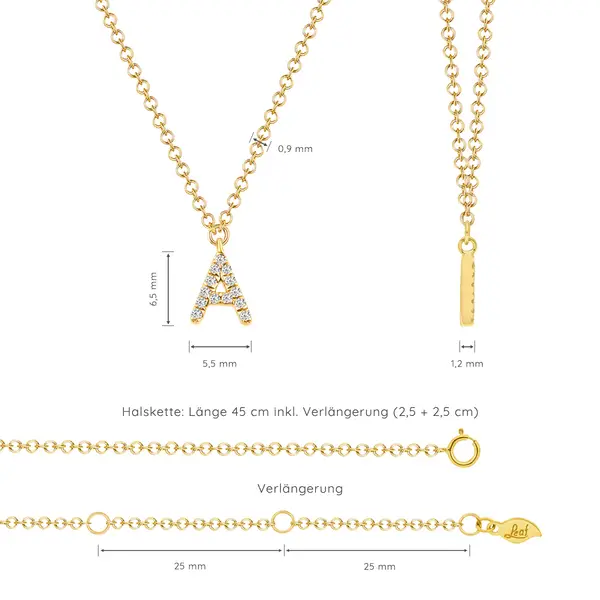 Leaf Jewelry Buchstabenketten, 14 K Gelbgold mit Diamanten Bis zu 55% Rabatt