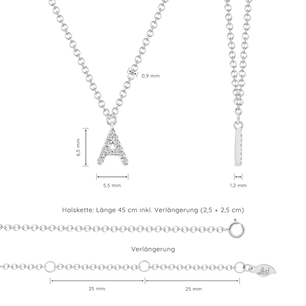Leaf Jewelry Buchstabenketten, 14 K Weißgold mit Diamanten Discount Store für neue Produkte