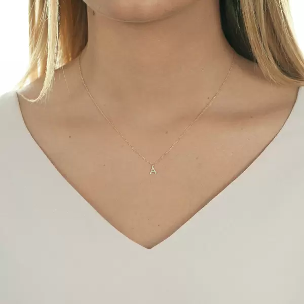 Leaf Jewelry Buchstabenketten, 14 K Rosegold mit Diamanten Nur noch ein Tag übrig