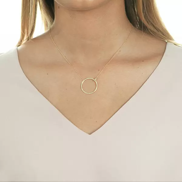 Leaf Jewelry Halskette Circle Groß mit Diamanten, 18 K Gelbgold 50% Rabatt mit kostenlosem Versand