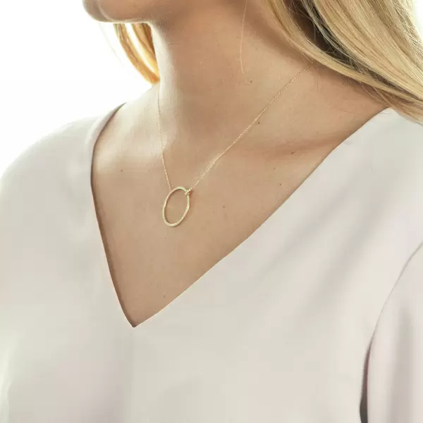 Leaf Jewelry Halskette Circle Groß mit Diamanten, 18 K Gelbgold 50% Rabatt mit kostenlosem Versand