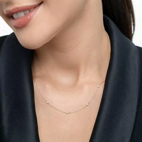 Leaf Jewelry Halskette Pure Quintruple Diamant, 18K Gelbgold Clearance-Verkauf