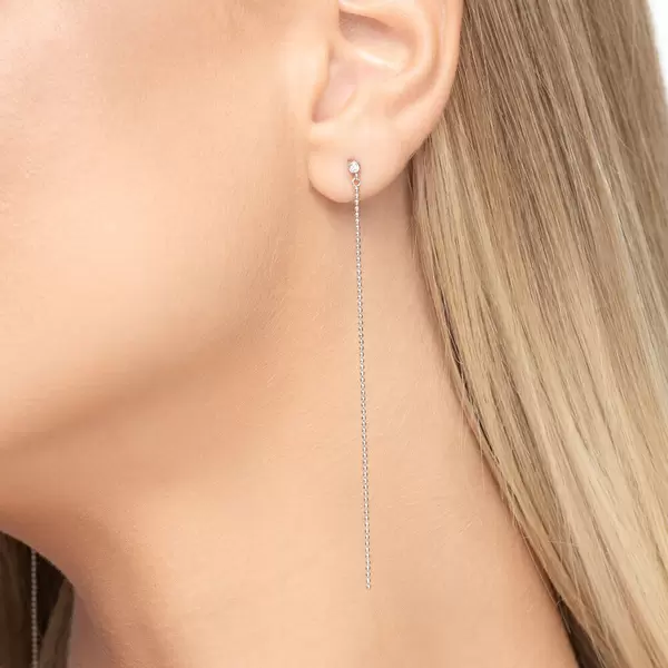 Leaf Jewelry Ohrstecker "my first diamond", ball chain, 14 K Weißgold Begrenzt auf 3 Tage