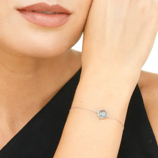 Leaf Jewelry Armkette Blue Topaz, 14 K Weissgold Rabatte dieses Monats