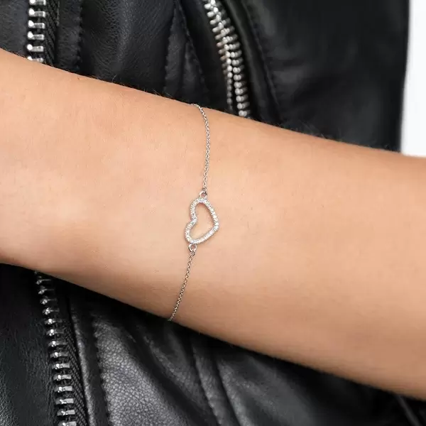 Leaf Jewelry Armkette Heart mit Diamanten, 18 K Weißgold Auslauf