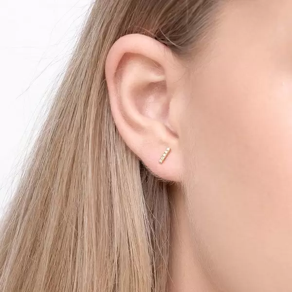 Leaf Jewelry Ohrstecker Bar mit Diamanten, 18 K Gelbgold Verkauf