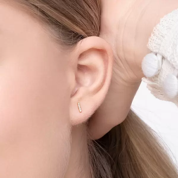 Leaf Jewelry Ohrstecker Bar mit Diamanten, 18 K Gelbgold Verkauf