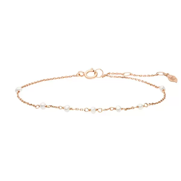 Leaf Jewelry Armkette White Pearls, 14 K Rosegold Angebote
