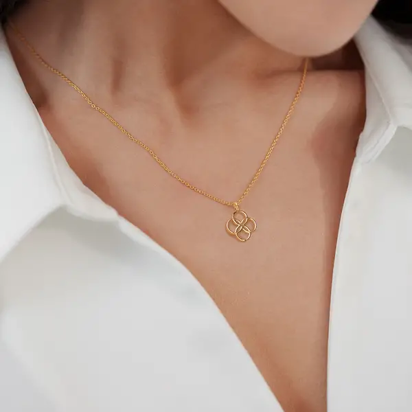 Leaf Jewelry Halskette Clover Charm, 18 K Gelbgold vergoldet Schlussverkauf