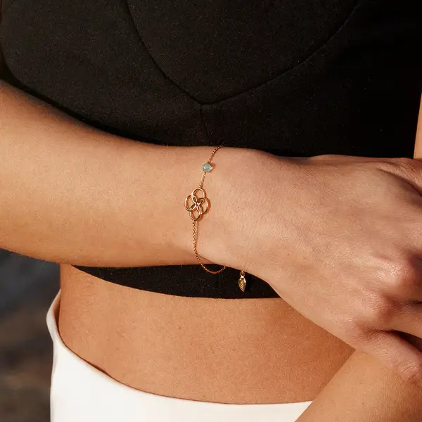 Leaf Jewelry Armkette Clover Charm, Aqua Chalzedon, 925 Sterlingsilber Rabatt