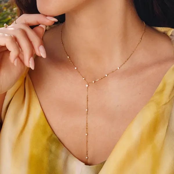 Leaf Jewelry Y-Halskette Flying Pearls, 18 K Gelbgold vergoldet Günstig kaufen