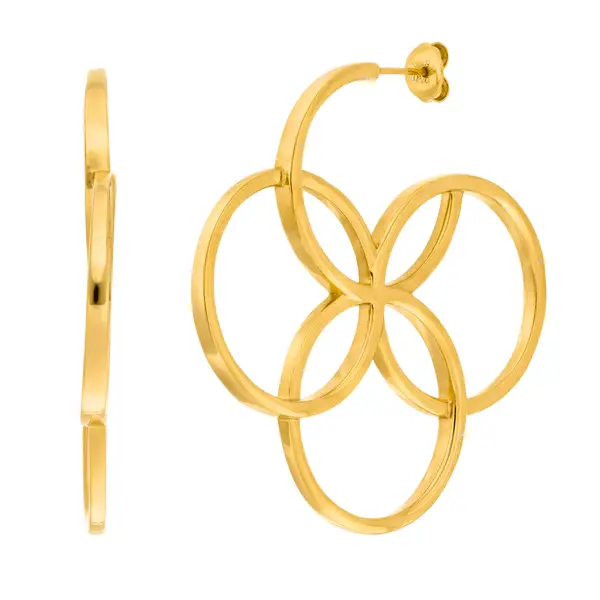 Leaf Jewelry Creolen Clover Charm, groß, 18 K Gelbgold vergoldet Großer Ausverkauf