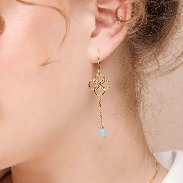Leaf Jewelry Ohrhänger Clover Charm, Aqua Chalzedon, 18 K Gelbgold vergoldet Osterangebot
