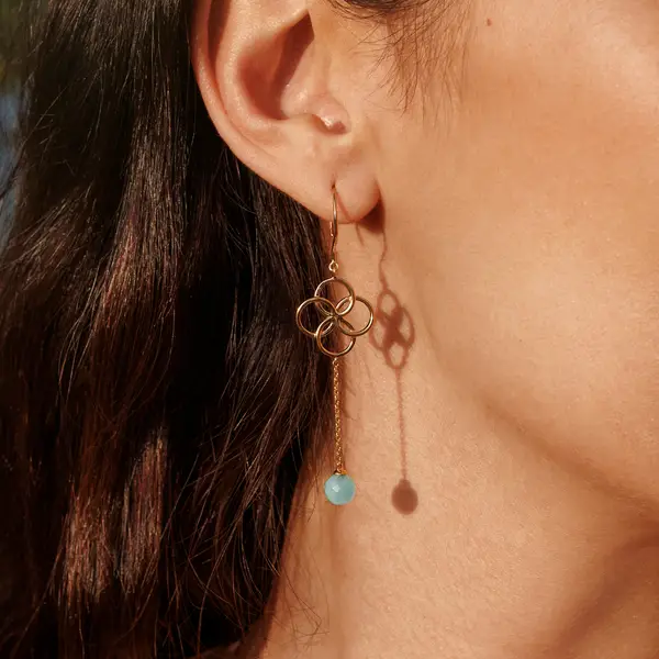 Leaf Jewelry Ohrhänger Clover Charm, Aqua Chalzedon, 18 K Gelbgold vergoldet Osterangebot