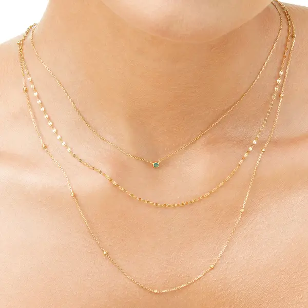Leaf Jewelry Halskette Smaragd, 14K Weißgold Jubiläumsangebot