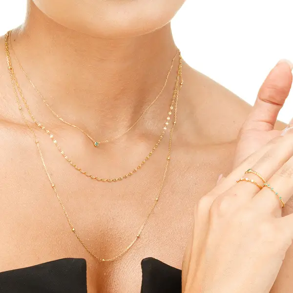 Leaf Jewelry Halskette Smaragd, 14K Weißgold Jubiläumsangebot