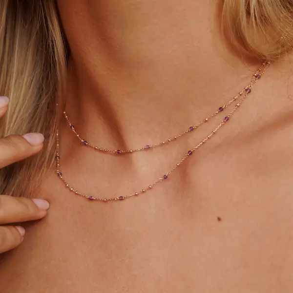 Leaf Jewelry Halskette Flying Gems, Amethyst, 90cm, 925 Sterlingsilber Top Angebot