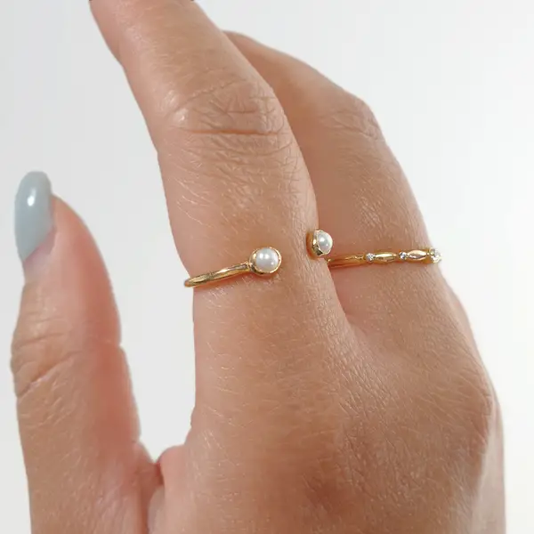Leaf Jewelry Silber Open Ring, Perle, Rosegold Online Outlet