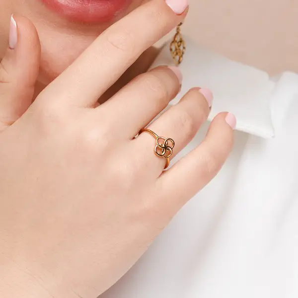 Leaf Jewelry Ring Clover Charm, 925 Sterlingsilber Neuheiten