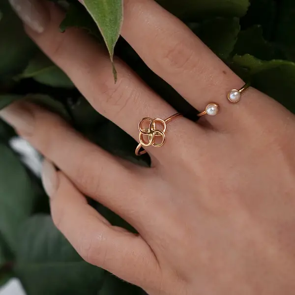 Leaf Jewelry Ring Clover Charm, 925 Sterlingsilber Neuheiten