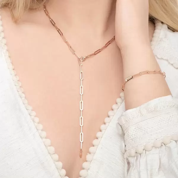 Leaf Jewelry Y-Halskette Square, 52cm, 18 K Rosegold vergoldet Wochenangebot